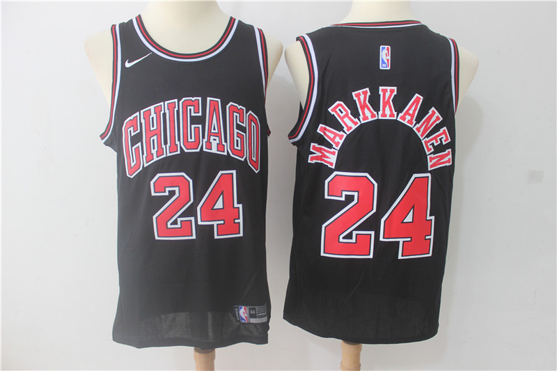 Men Chicago Bulls 24 Markkanen Black Game Nike NBA Jerseys